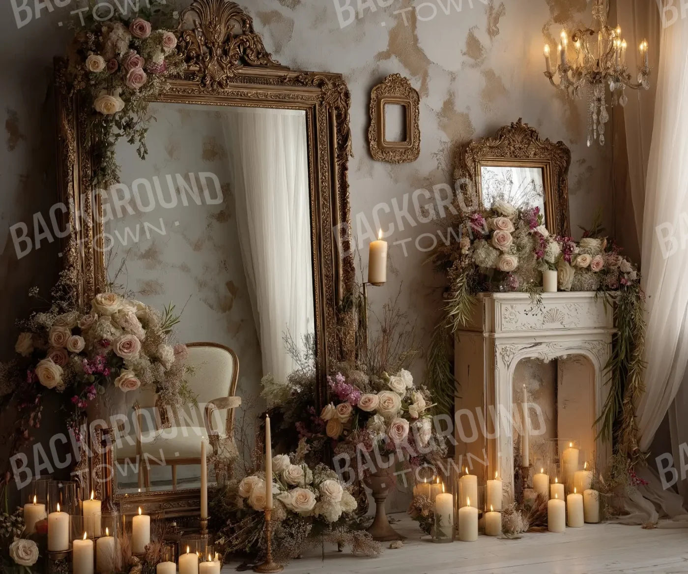 Candles And Mirror 2 12’x10’ UltraCloth (144 x 120 inch) Backdrop