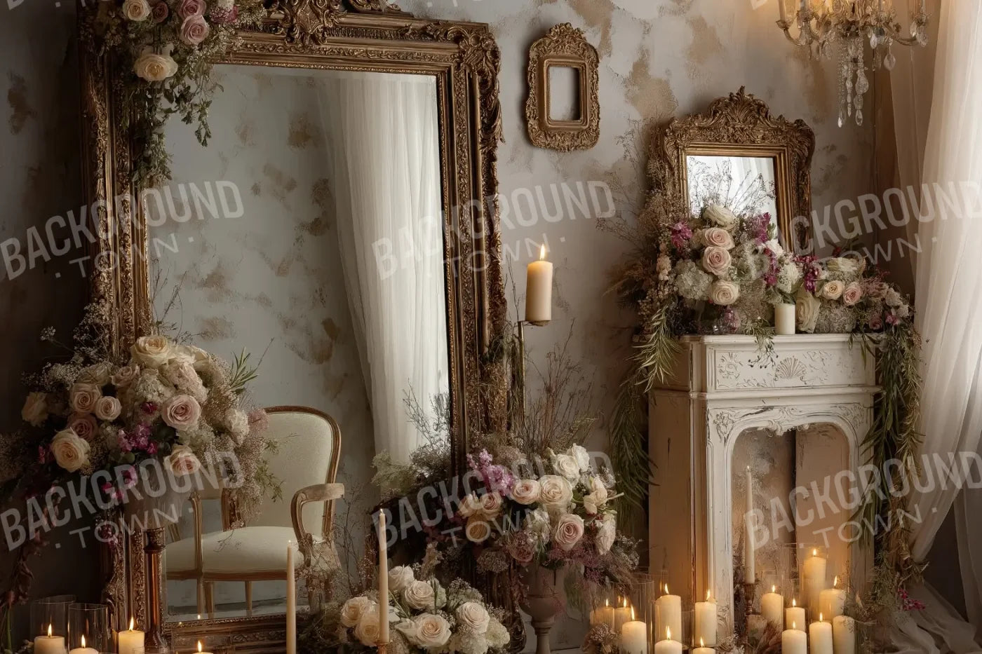 Candles And Mirror 2 12’x8’ UltraCloth (144 x 96 inch) Backdrop