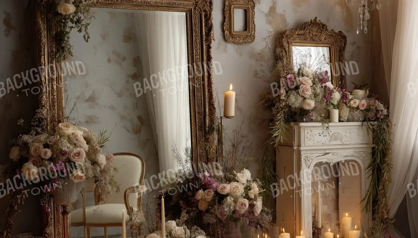 Candles And Mirror 2 14’x8’ UltraCloth (168 x 96 inch) Backdrop