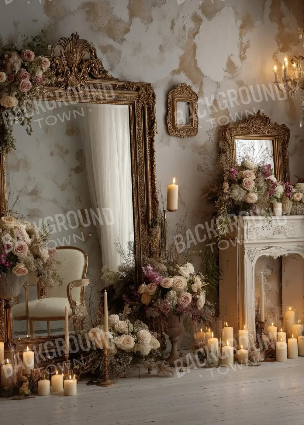 Candles And Mirror 2 5’x7’ UltraCloth (60 x 84 inch) Backdrop