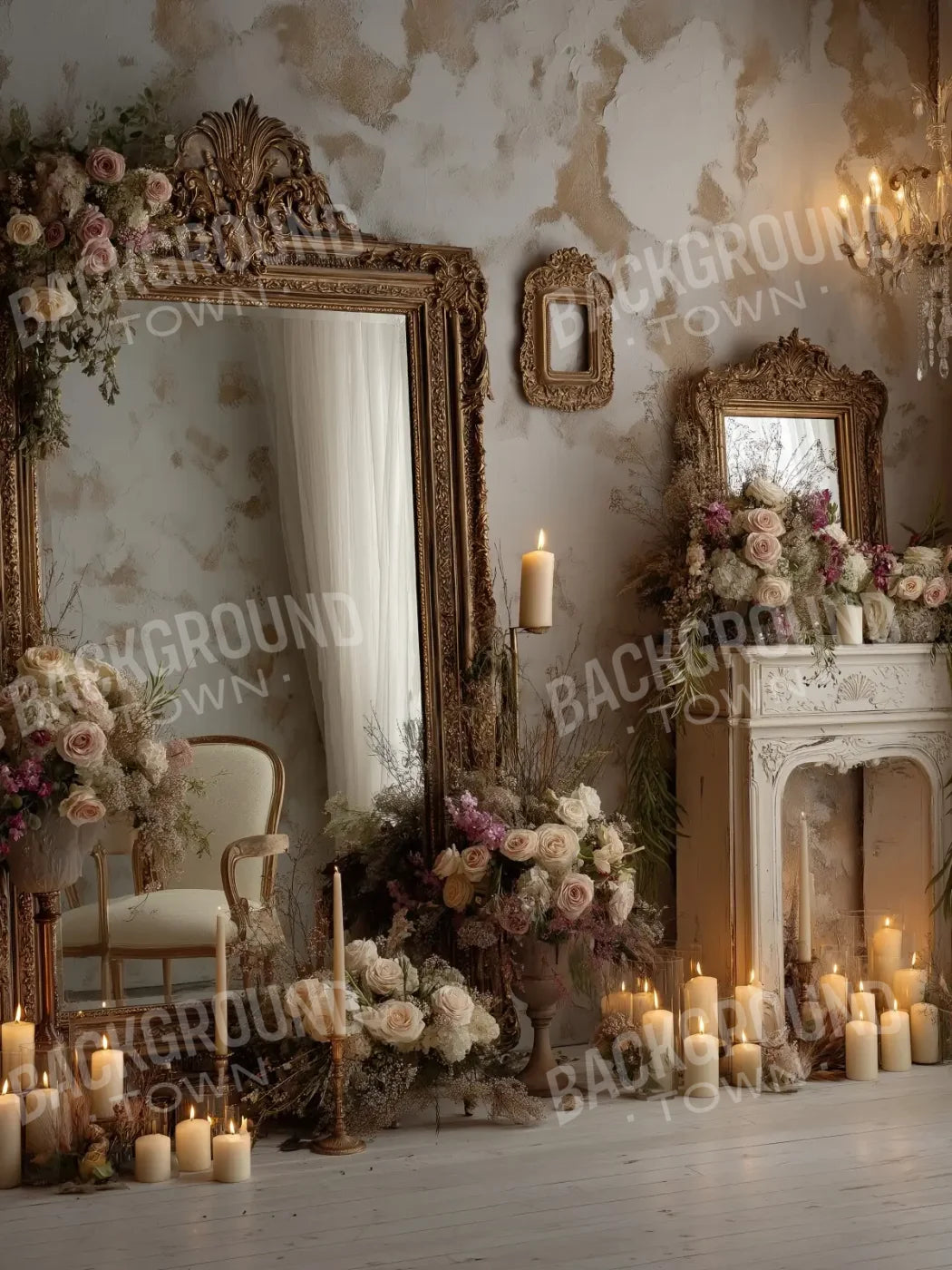 Candles And Mirror 2 6’x8’ Fleece (72 x 96 inch) Backdrop
