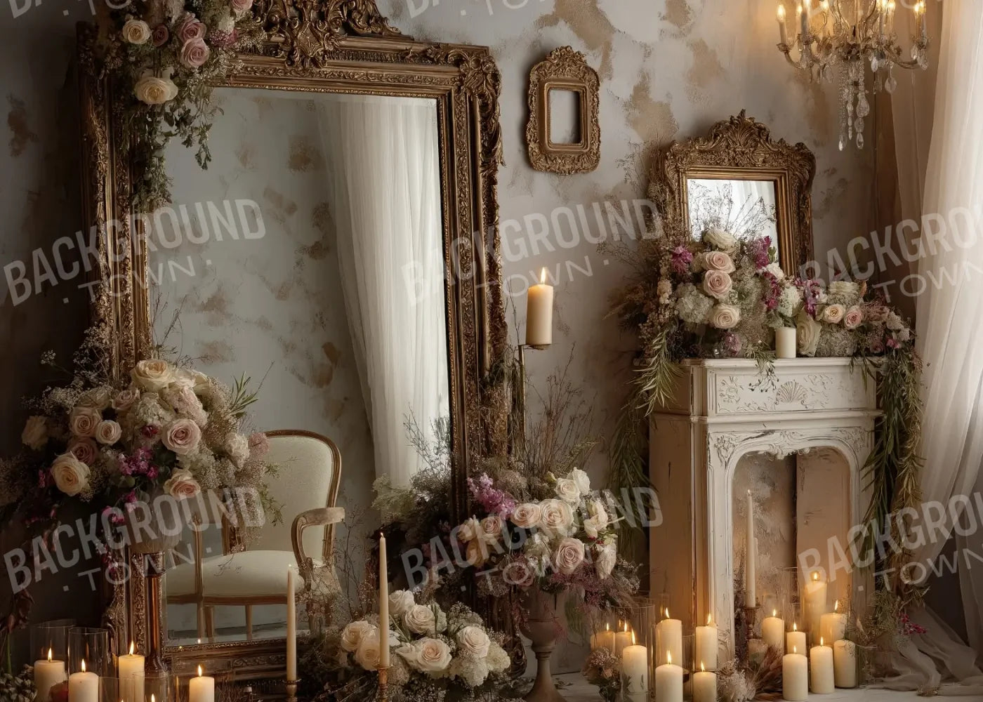 Candles And Mirror 2 7’x5’ UltraCloth (84 x 60 inch) Backdrop
