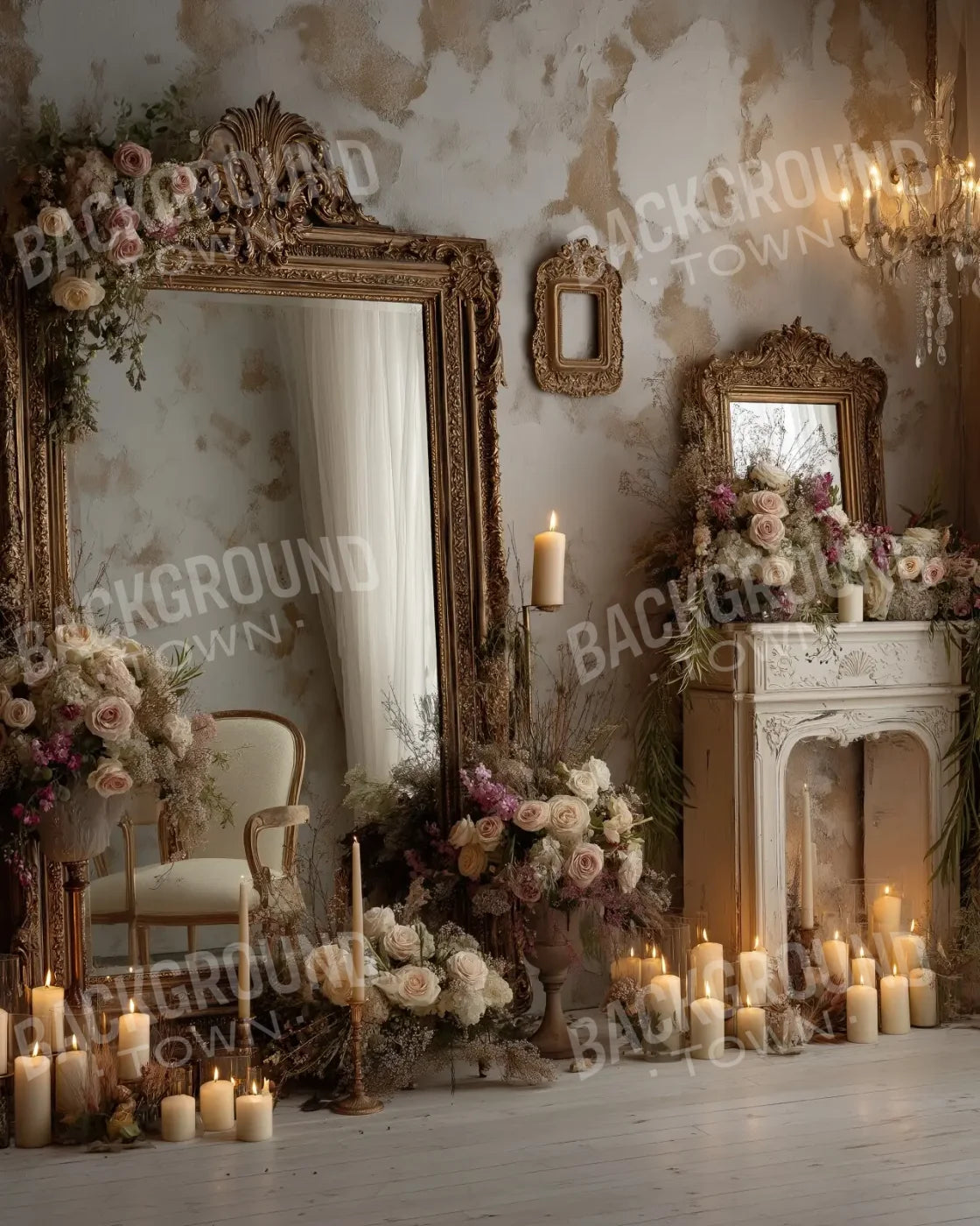 Candles And Mirror 2 8’x10’ Fleece (96 x 120 inch) Backdrop