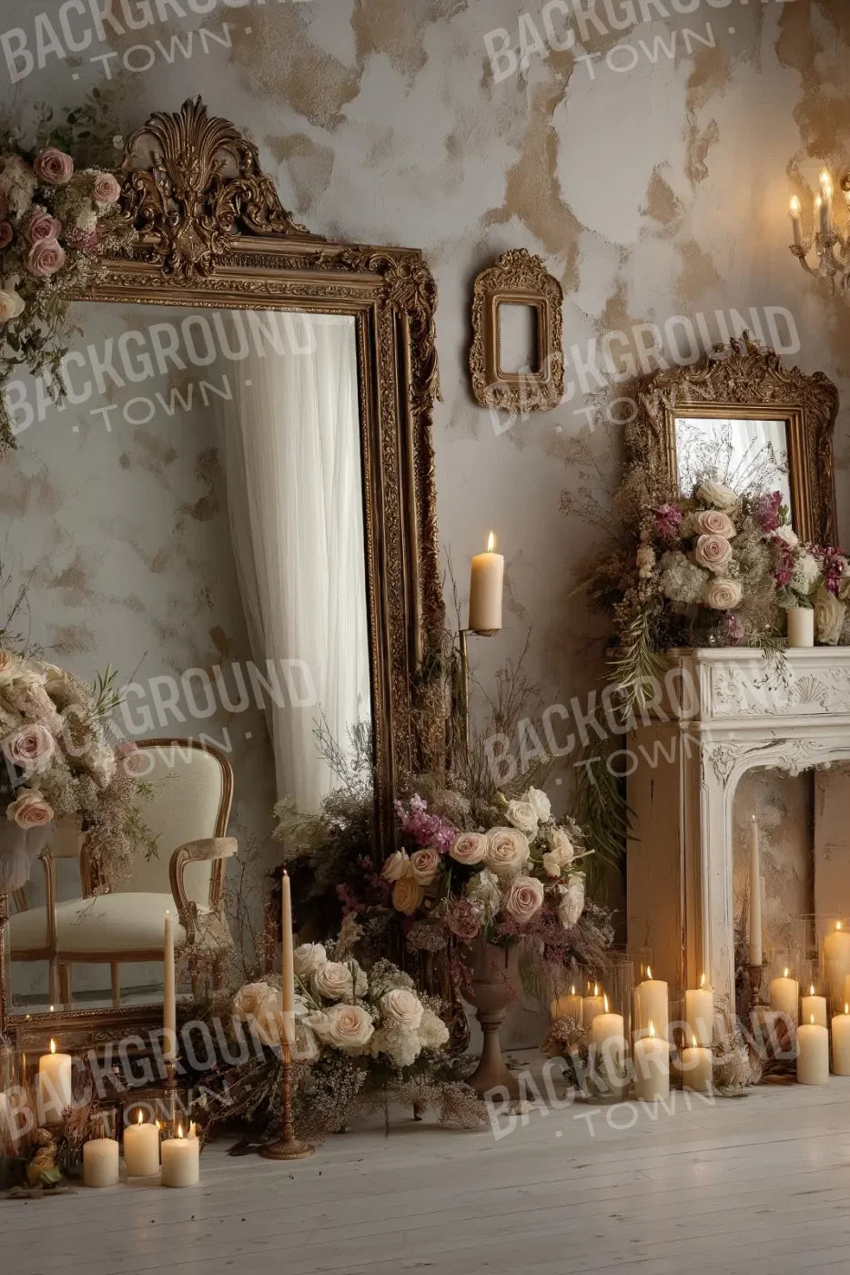 Candles And Mirror 2 8’x12’ UltraCloth (96 x 144 inch) Backdrop