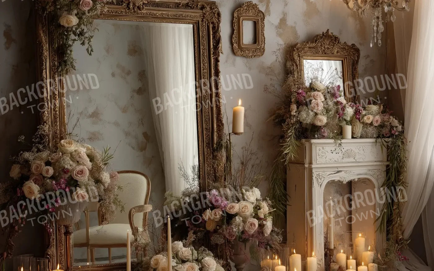 Candles And Mirror 2 8’x5’ UltraCloth (96 x 60 inch) Backdrop