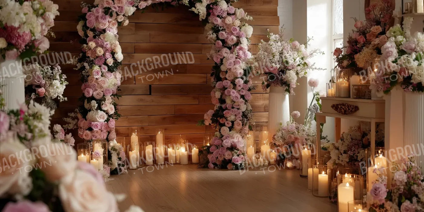 Candlelit Pink Floral Archway 16’x8’ UltraCloth (192 x 96 inch) Backdrop