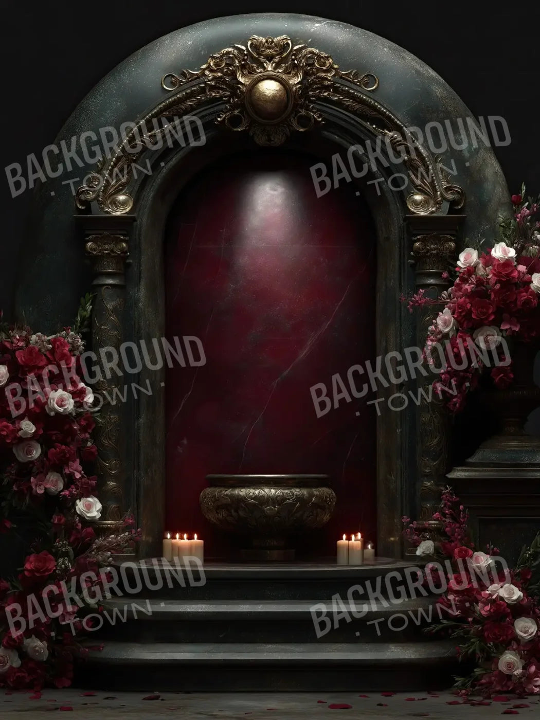 Candlelit Shrine Arch 6’x8’ Fleece (72 x 96 inch) Backdrop