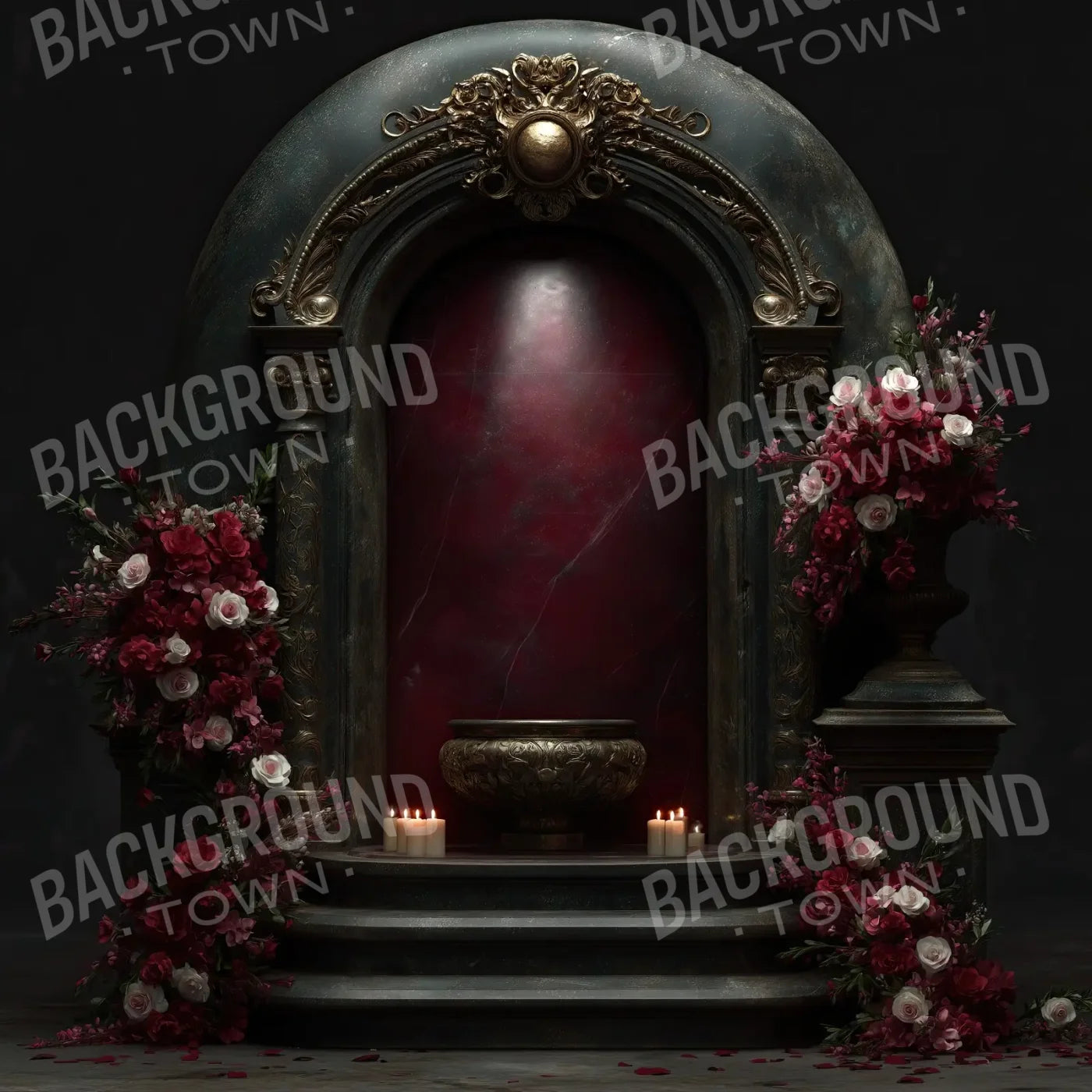 Candlelit Shrine Arch 8’x8’ Fleece (96 x 96 inch) Backdrop