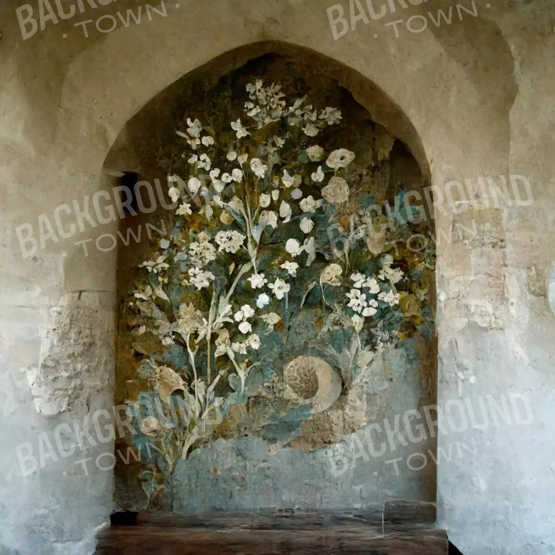 Beige Floral Backdrop for Photography