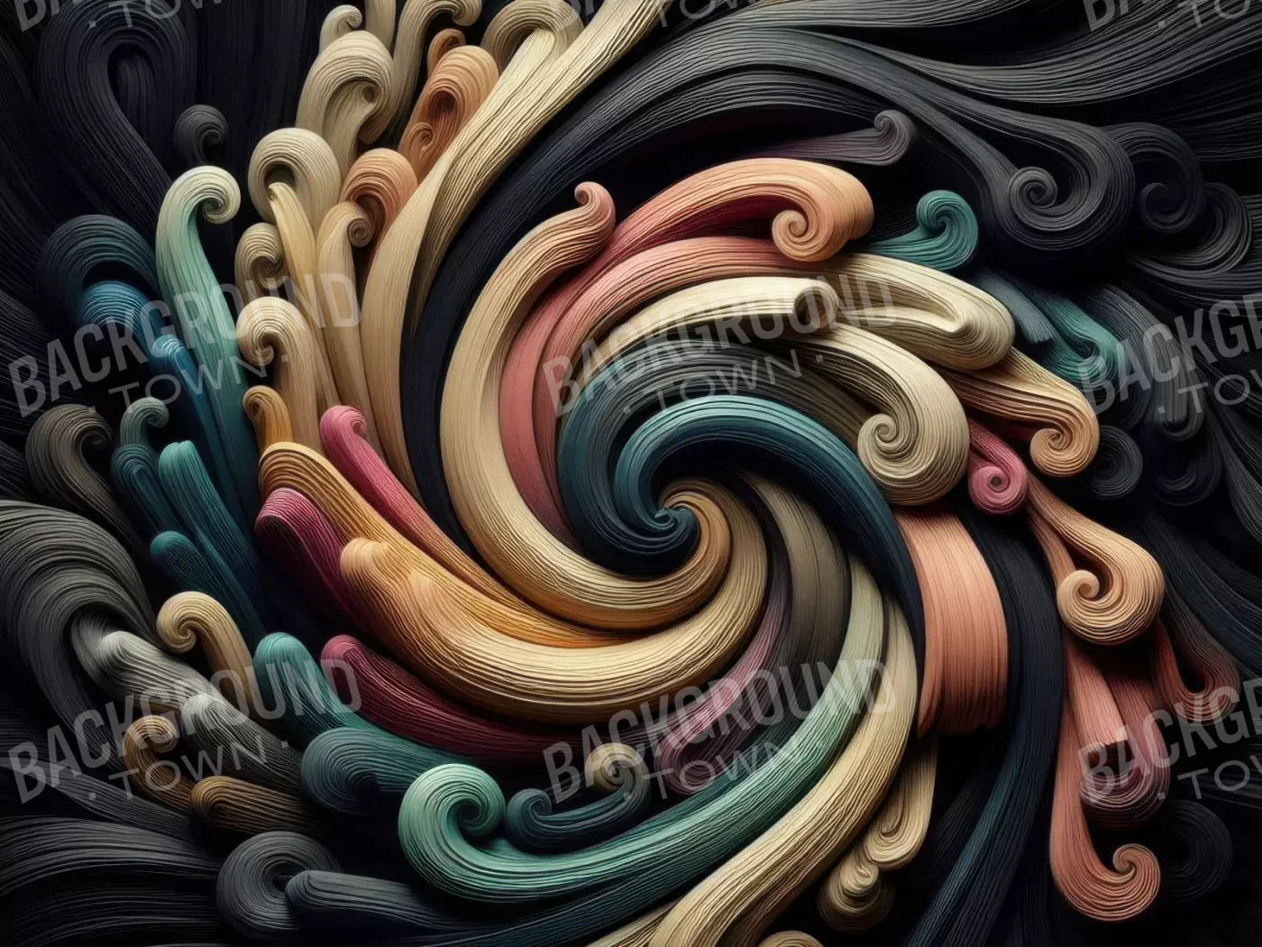 Carved Wooden Spiral 8’X6’ Fleece (96 X 72 Inch) Backdrop