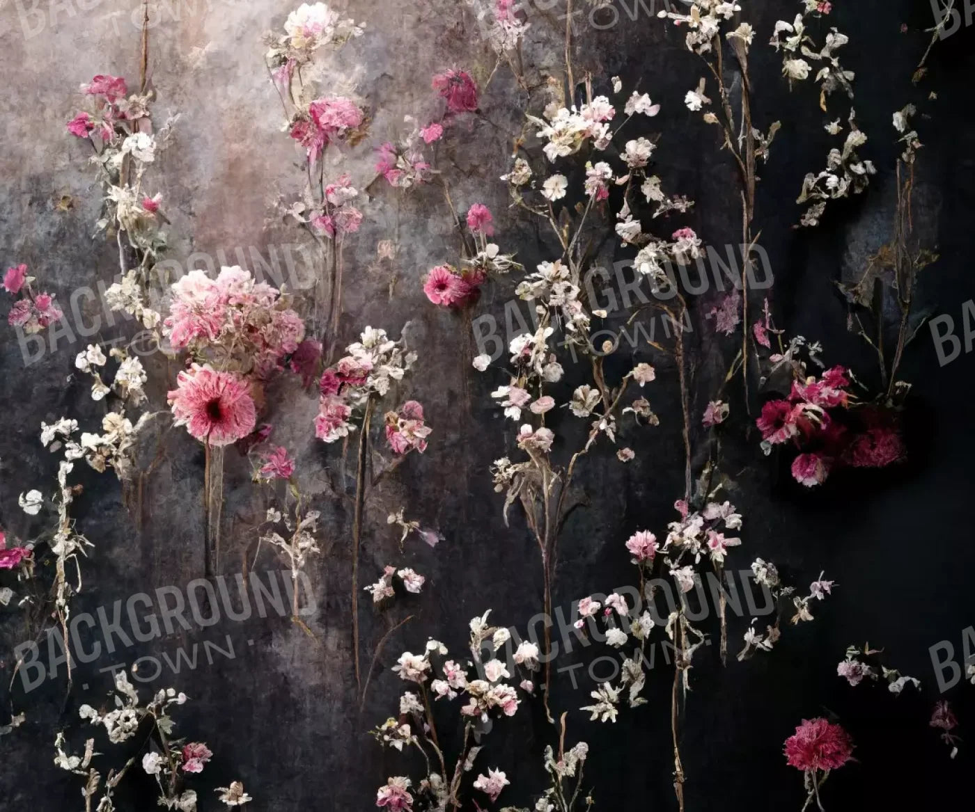 Cascading Pink And White Flowers 5’X4’2 Fleece (60 X 50 Inch) Backdrop