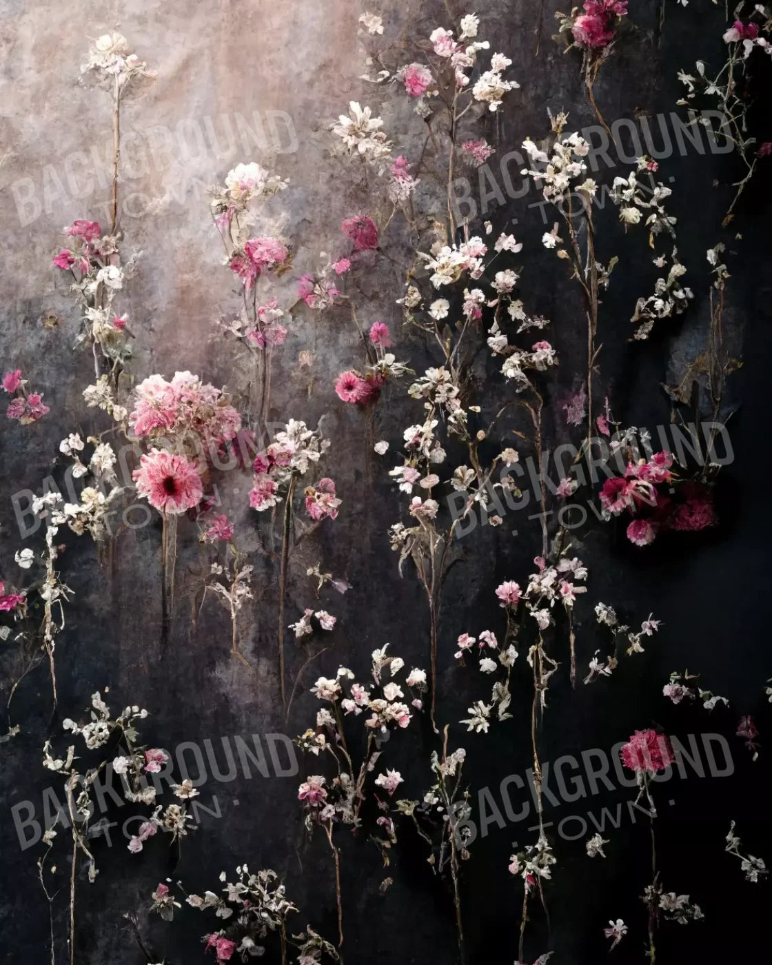 Cascading Pink And White Flowers 8’X10’ Fleece (96 X 120 Inch) Backdrop