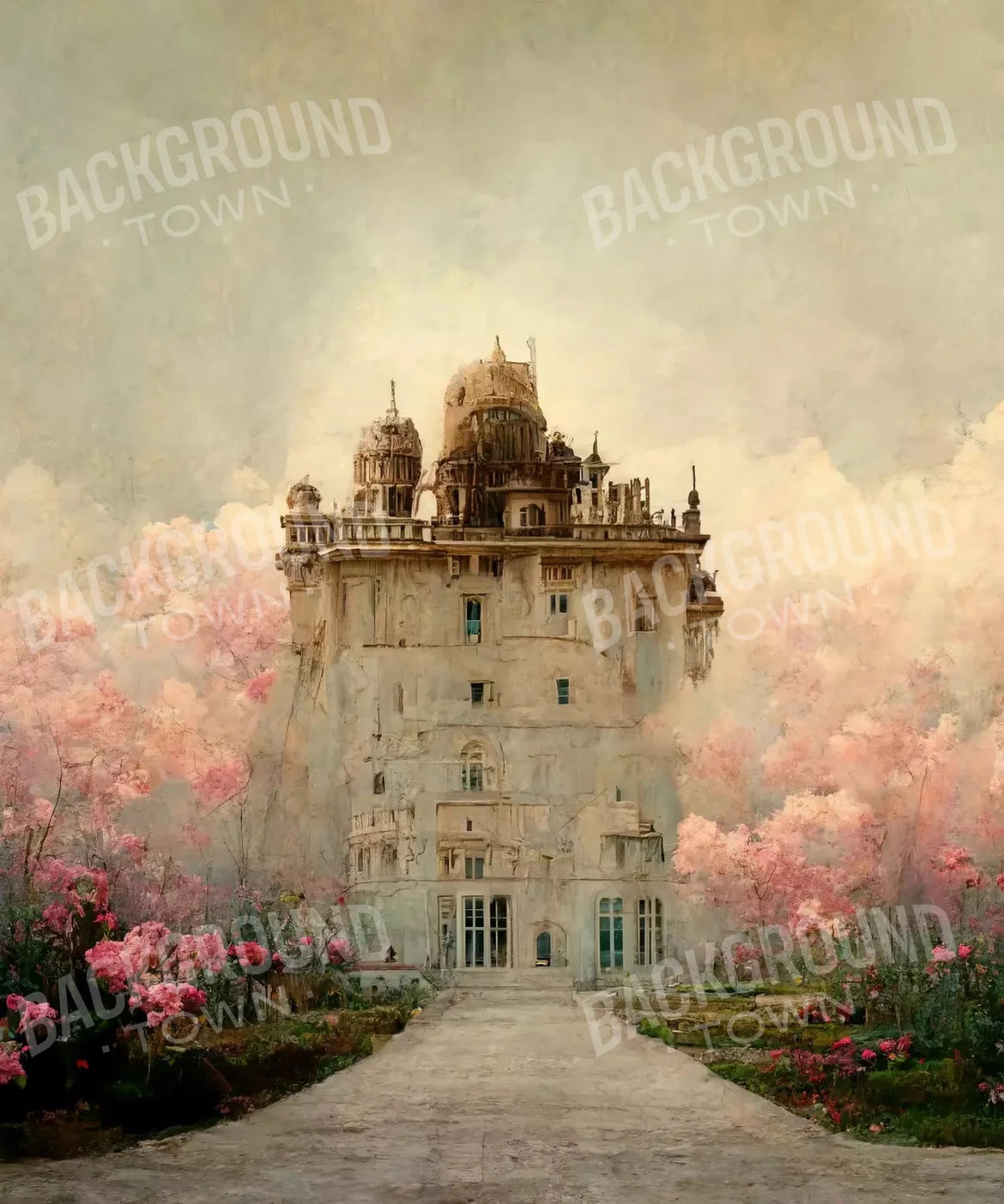 Beige Floral Backdrop for Photography