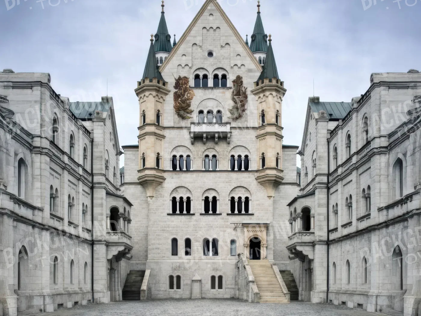 Castle Courtyard 6’8x5’ Fleece (80 x 60 inch) Backdrop
