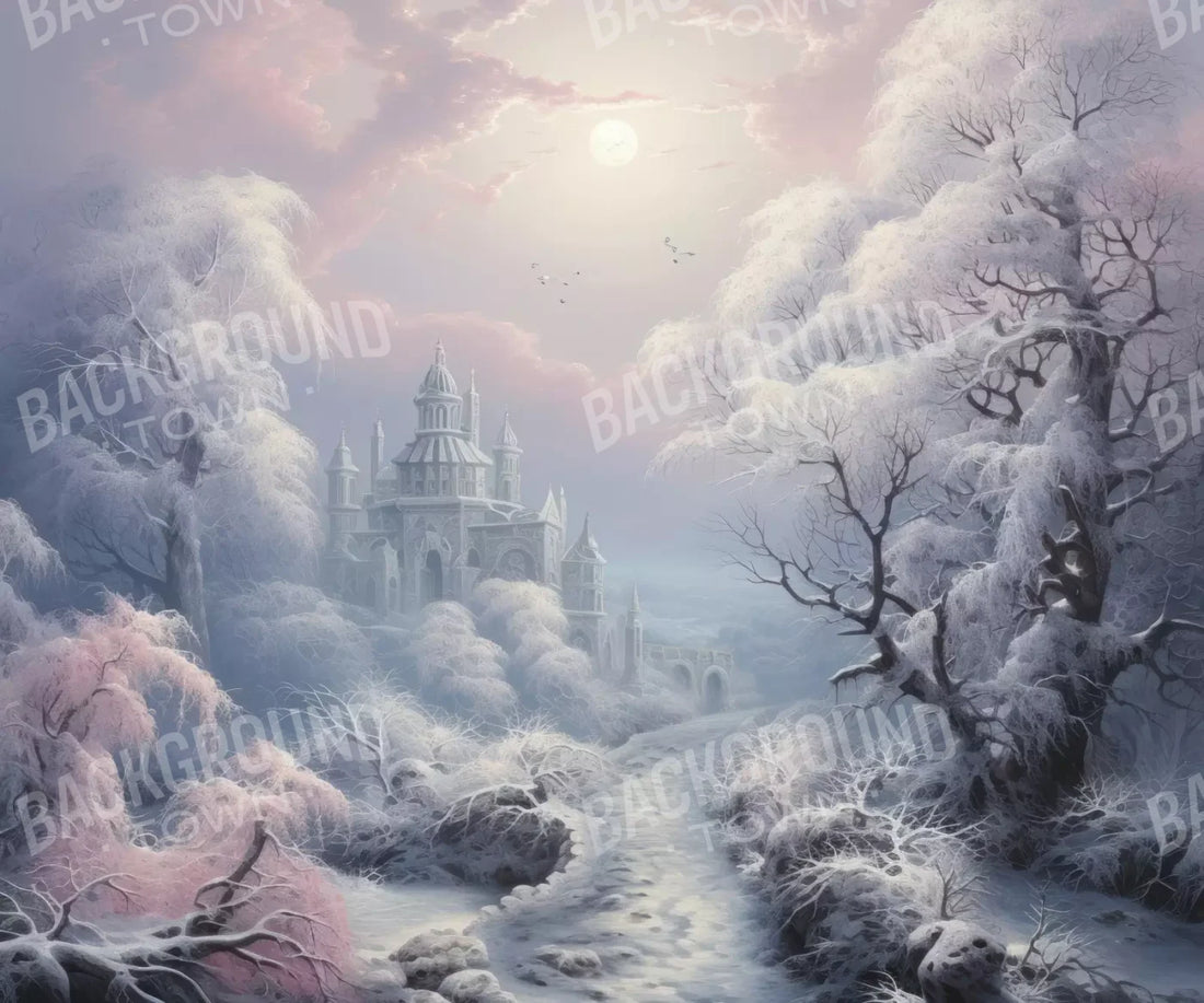 Castle In Winter Wonderland 5X42 Fleece ( 60 X 50 Inch ) Backdrop
