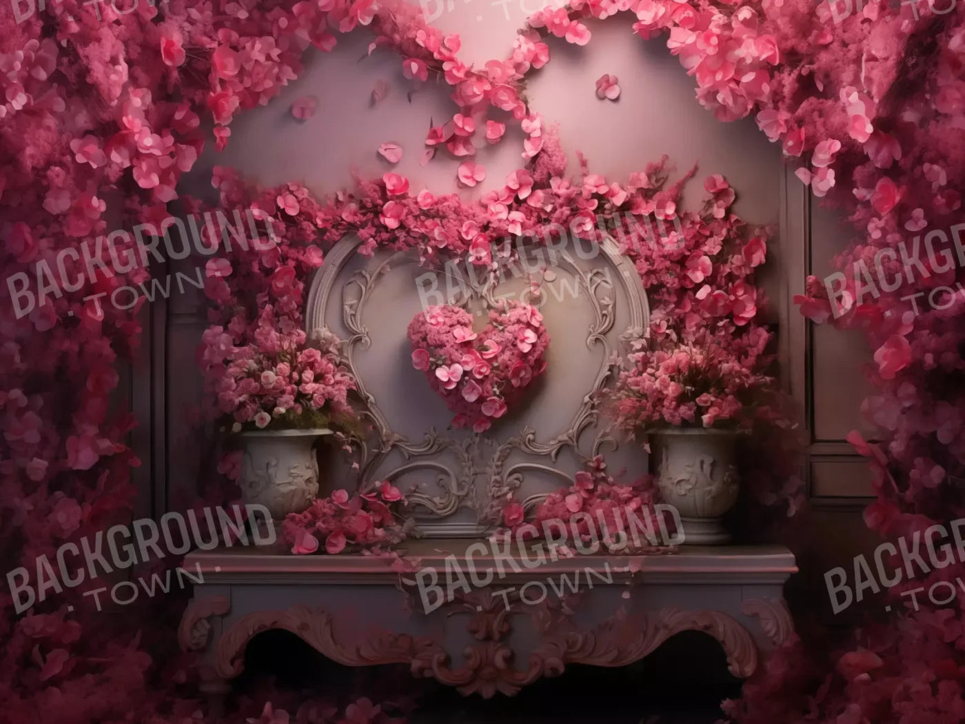 Cherry Blossom Love Ii 8’X6’ Fleece (96 X 72 Inch) Backdrop