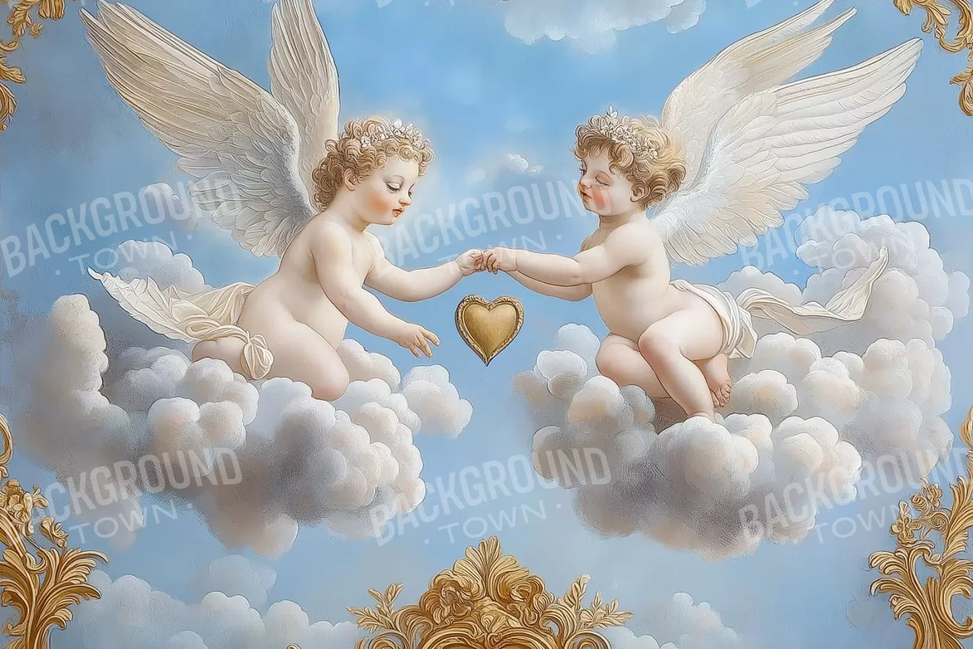 Cherubs In The Sky 12’X8’ Ultracloth (144 X 96 Inch) Backdrop