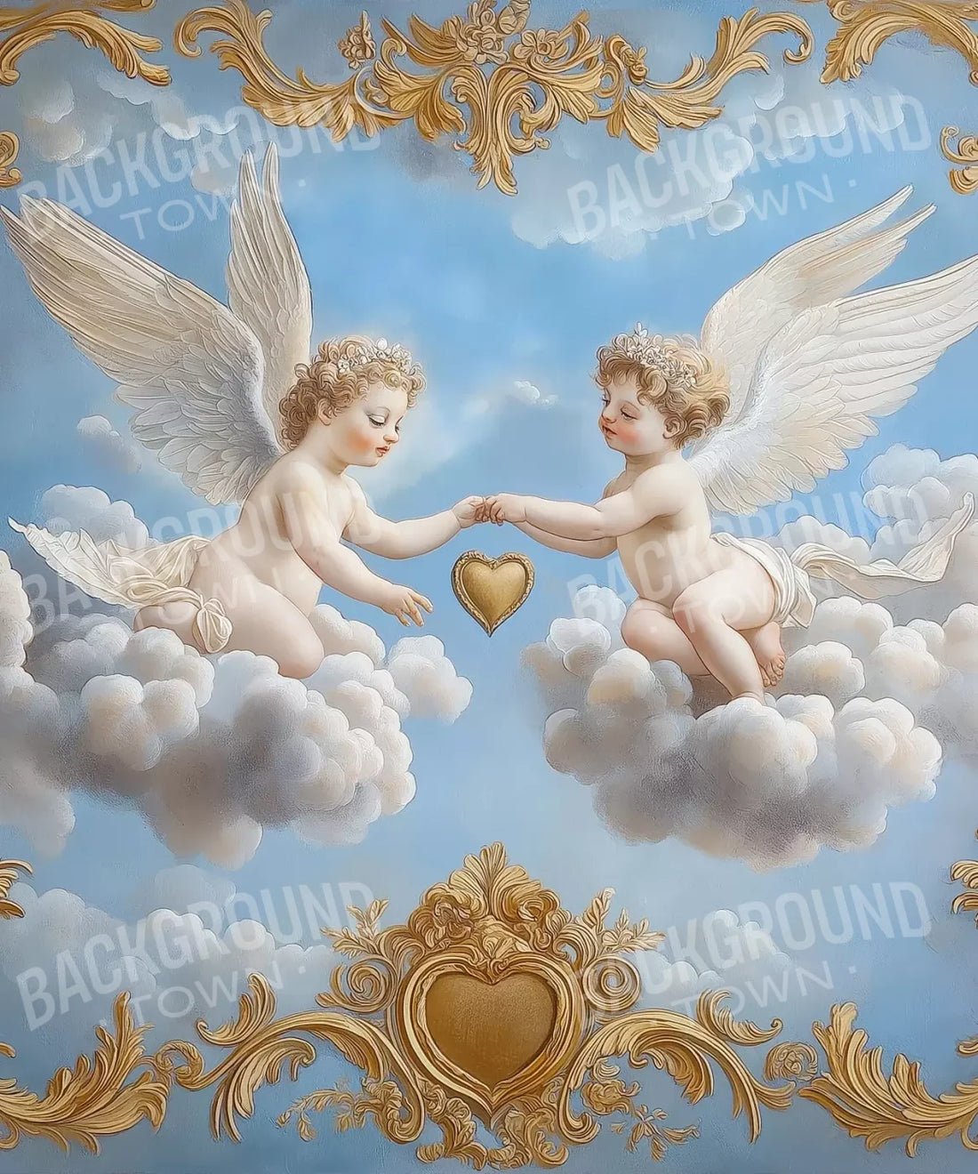 Blue White Gold Backdrop for Photography