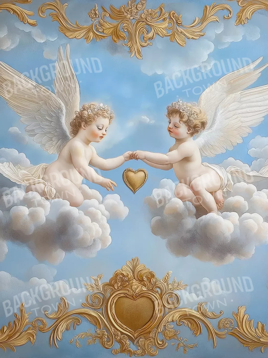 Cherubs In The Sky 5’X6’8 Fleece (60 X 80 Inch) Backdrop