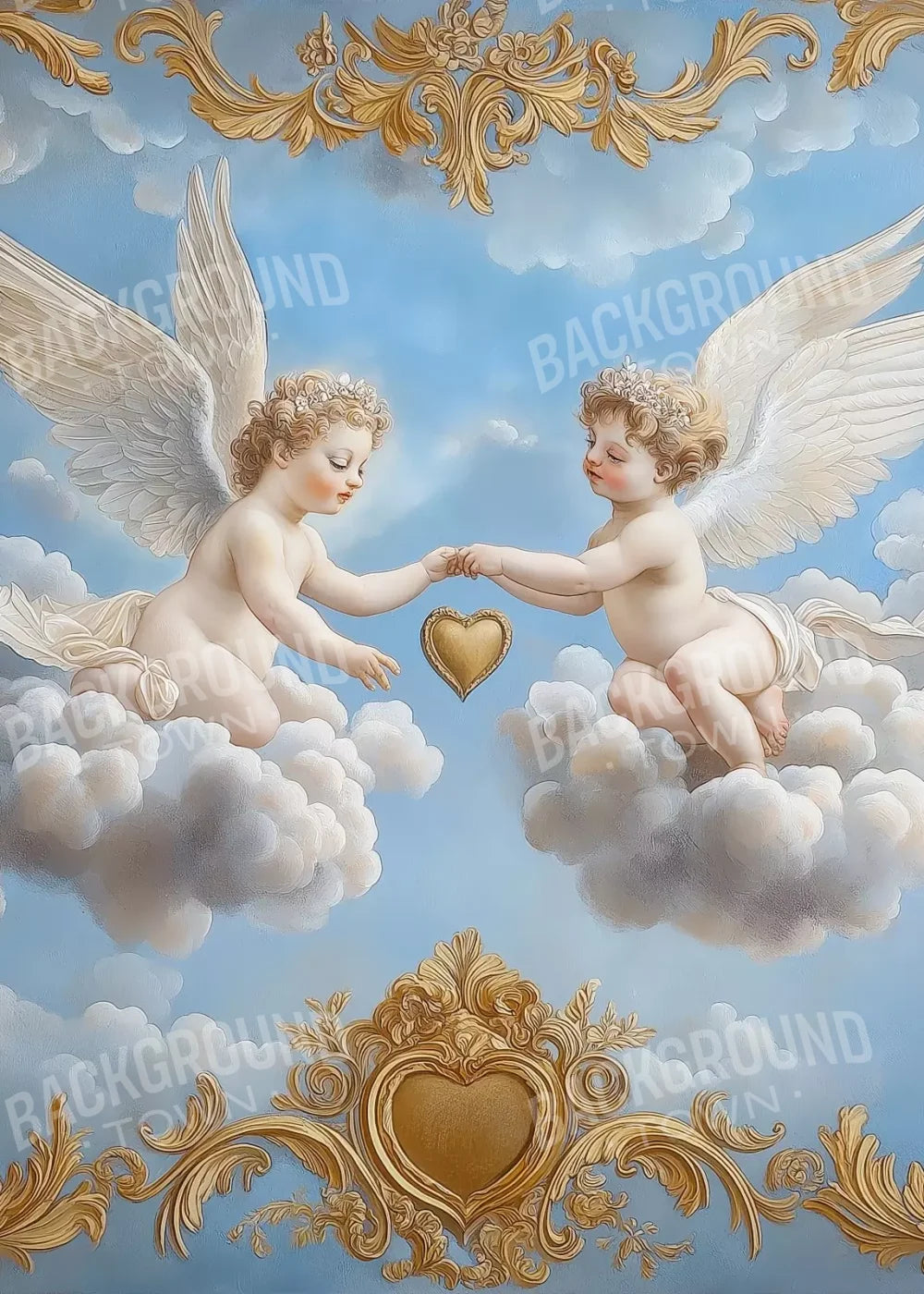 Cherubs In The Sky 5’X7’ Ultracloth (60 X 84 Inch) Backdrop