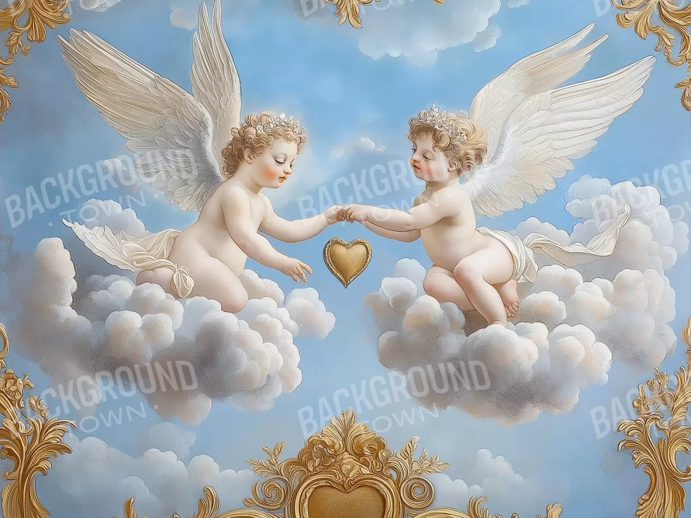 Cherubs In The Sky 6’8X5’ Fleece (80 X 60 Inch) Backdrop