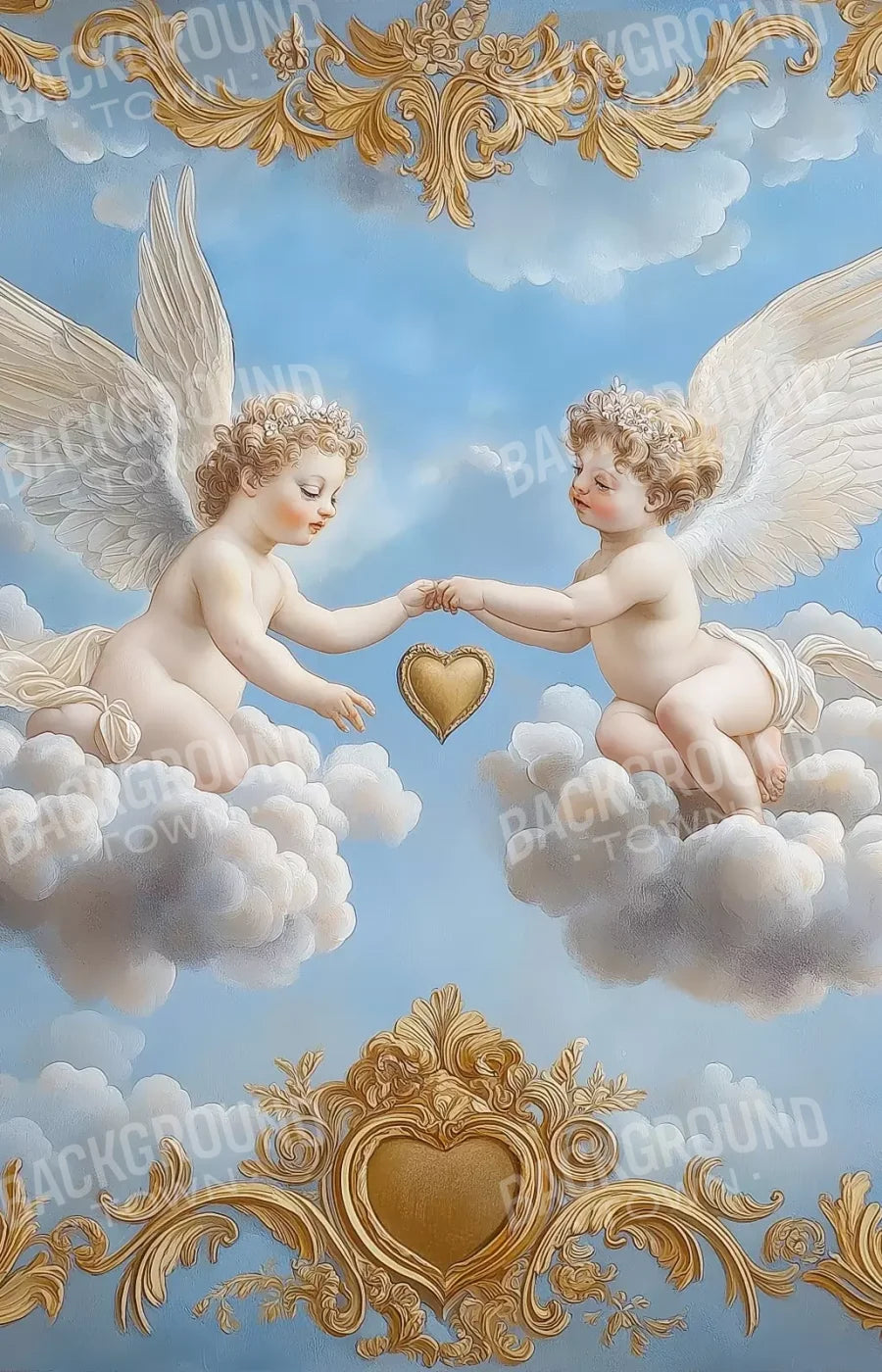 Cherubs In The Sky 9’X14’ Ultracloth (108 X 168 Inch) Backdrop
