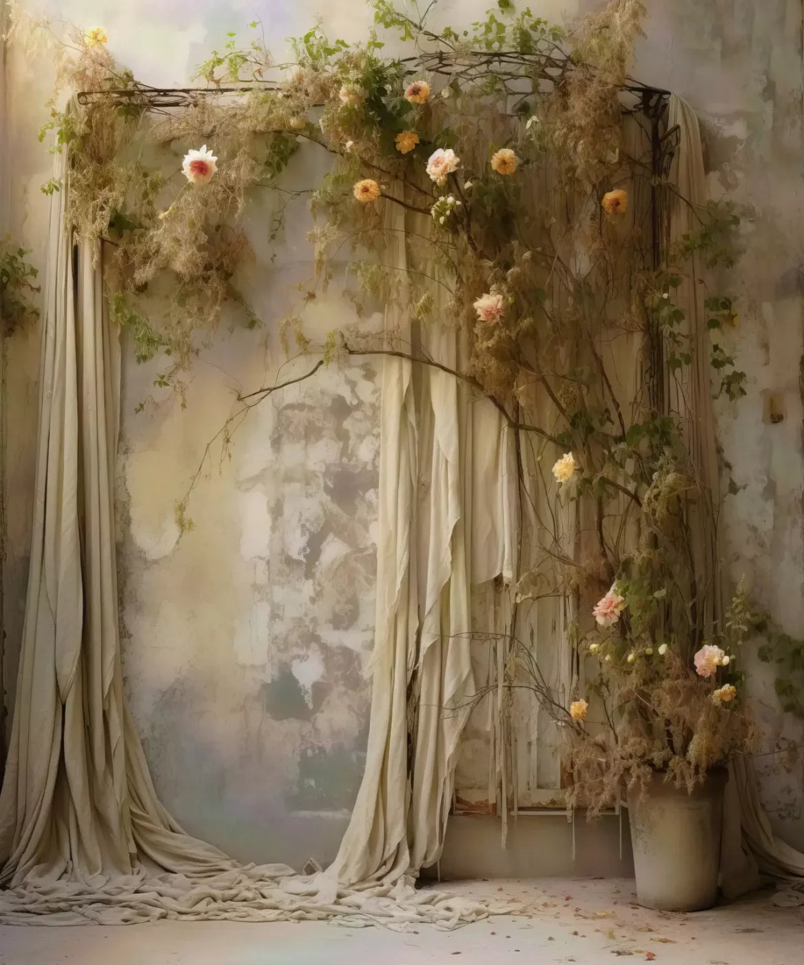 Chiffon Elegance In Taupe Iii 10X12 Ultracloth ( 120 X 144 Inch ) Backdrop