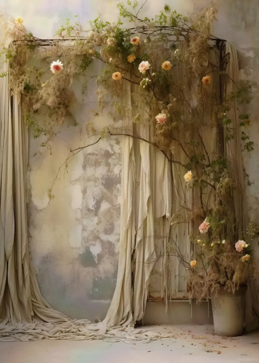 Chiffon Elegance In Taupe Iii 5X7 Ultracloth ( 60 X 84 Inch ) Backdrop