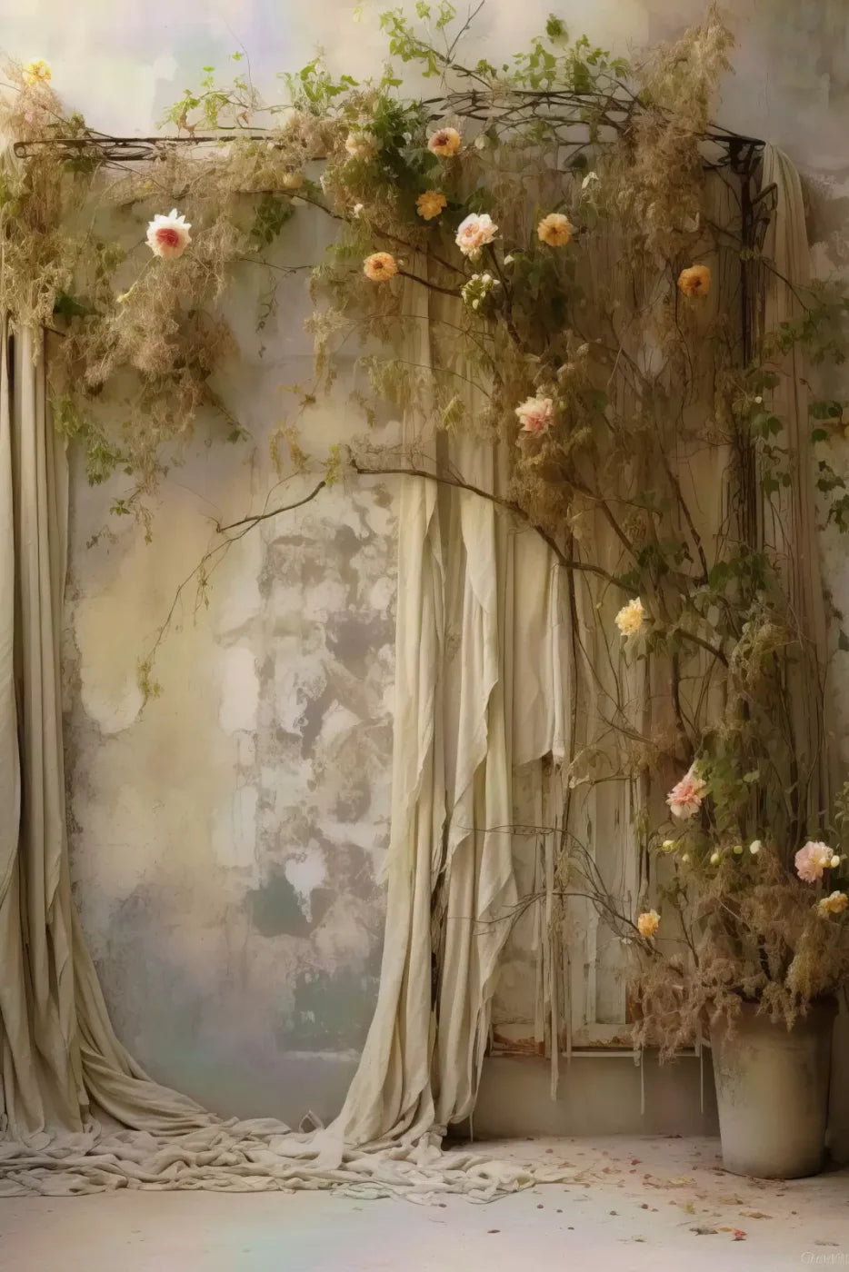 Chiffon Elegance In Taupe Iii 8X12 Ultracloth ( 96 X 144 Inch ) Backdrop