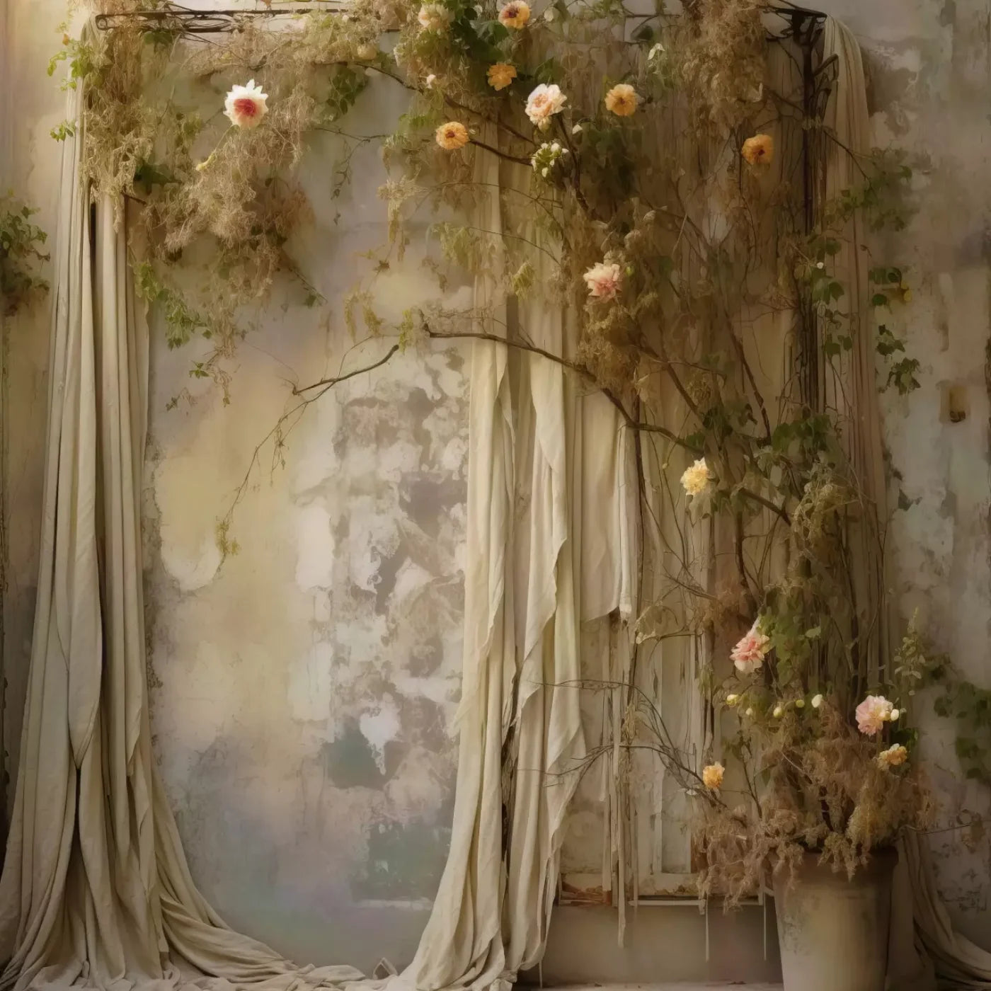 Chiffon Elegance In Taupe Iii 8X8 Fleece ( 96 X Inch ) Backdrop