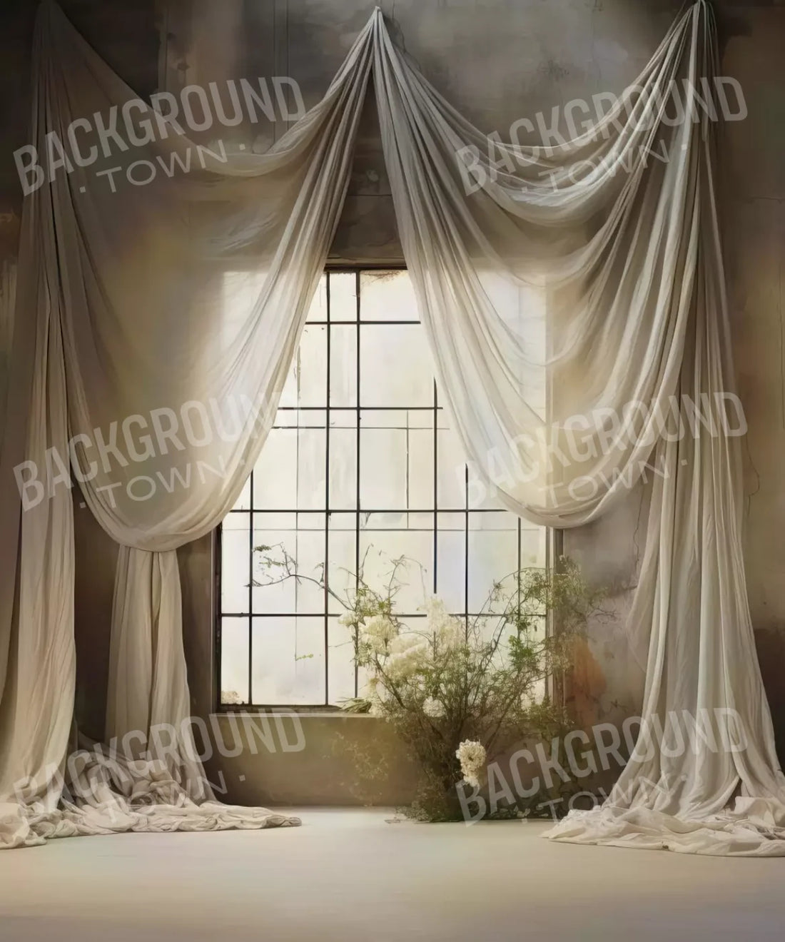 Beige Floral Backdrop for Photography