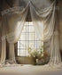 Beige Floral Backdrop for Photography