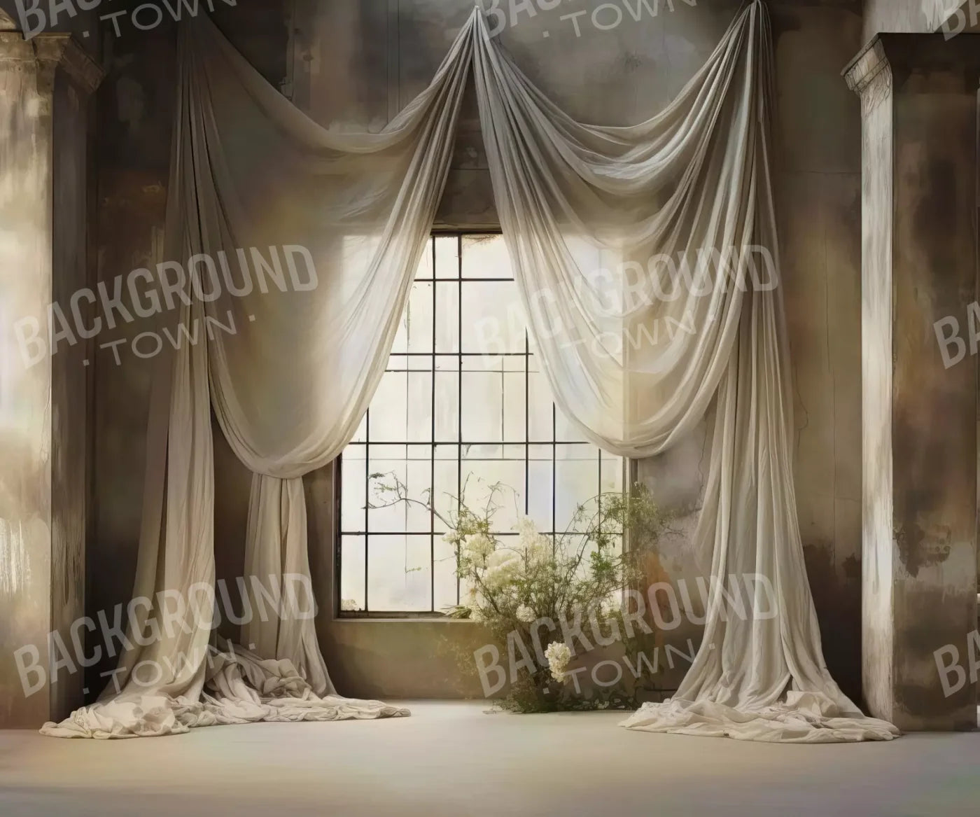 Chiffon Elegance In Creme 5X42 Fleece ( 60 X 50 Inch ) Backdrop