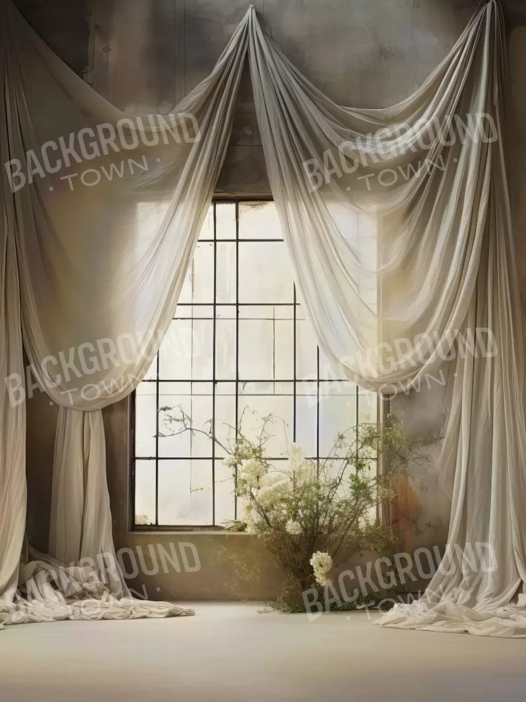 Chiffon Elegance In Creme 6X8 Fleece ( 72 X 96 Inch ) Backdrop