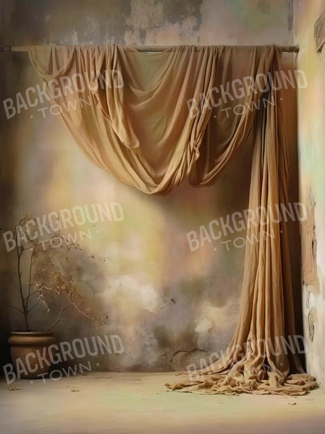 Chiffon Elegance In Taupe 5X68 Fleece ( 60 X 80 Inch ) Backdrop