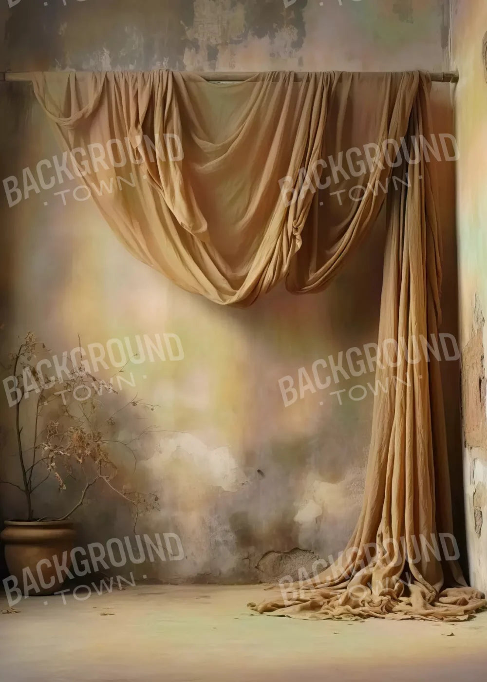 Chiffon Elegance In Taupe 5X7 Ultracloth ( 60 X 84 Inch ) Backdrop