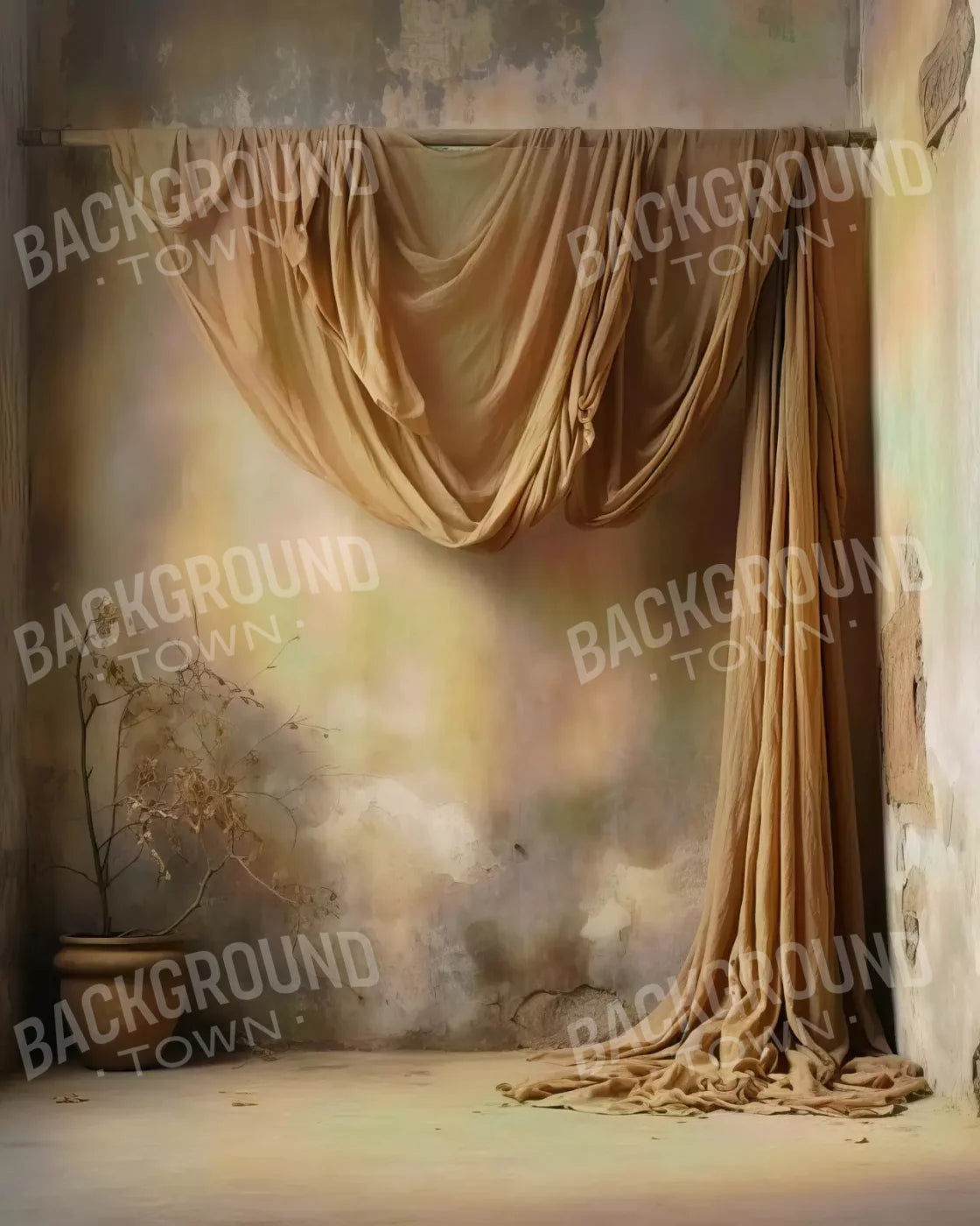 Chiffon Elegance In Taupe 8X10 Fleece ( 96 X 120 Inch ) Backdrop