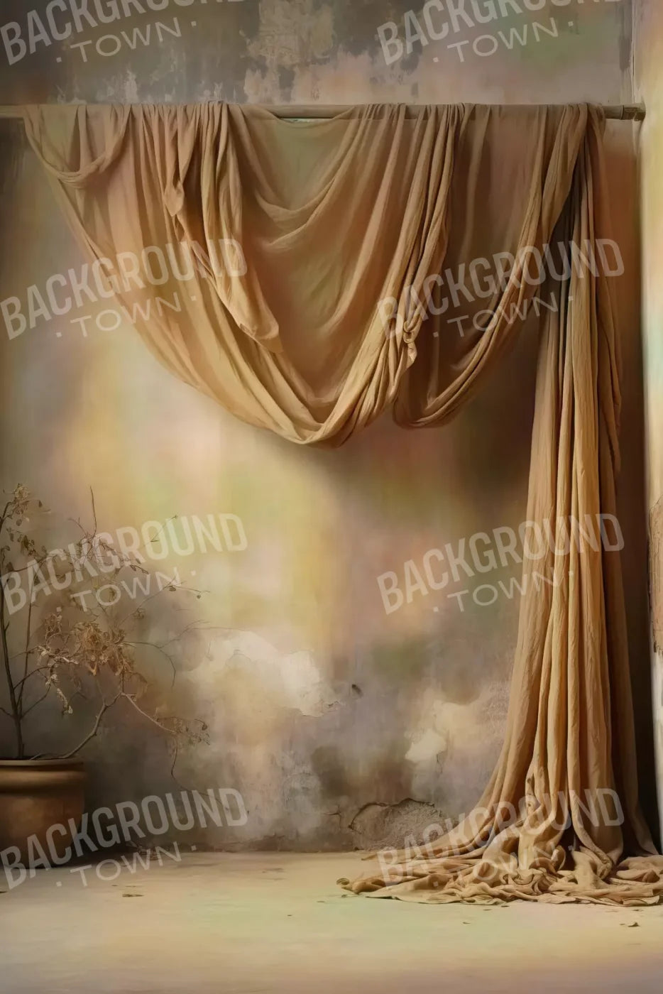 Chiffon Elegance In Taupe 8X12 Ultracloth ( 96 X 144 Inch ) Backdrop