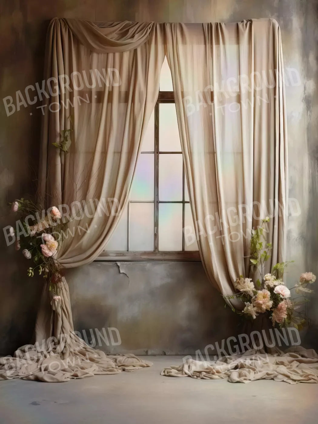 Chiffon Elegance In Taupe Ii 5X68 Fleece ( 60 X 80 Inch ) Backdrop