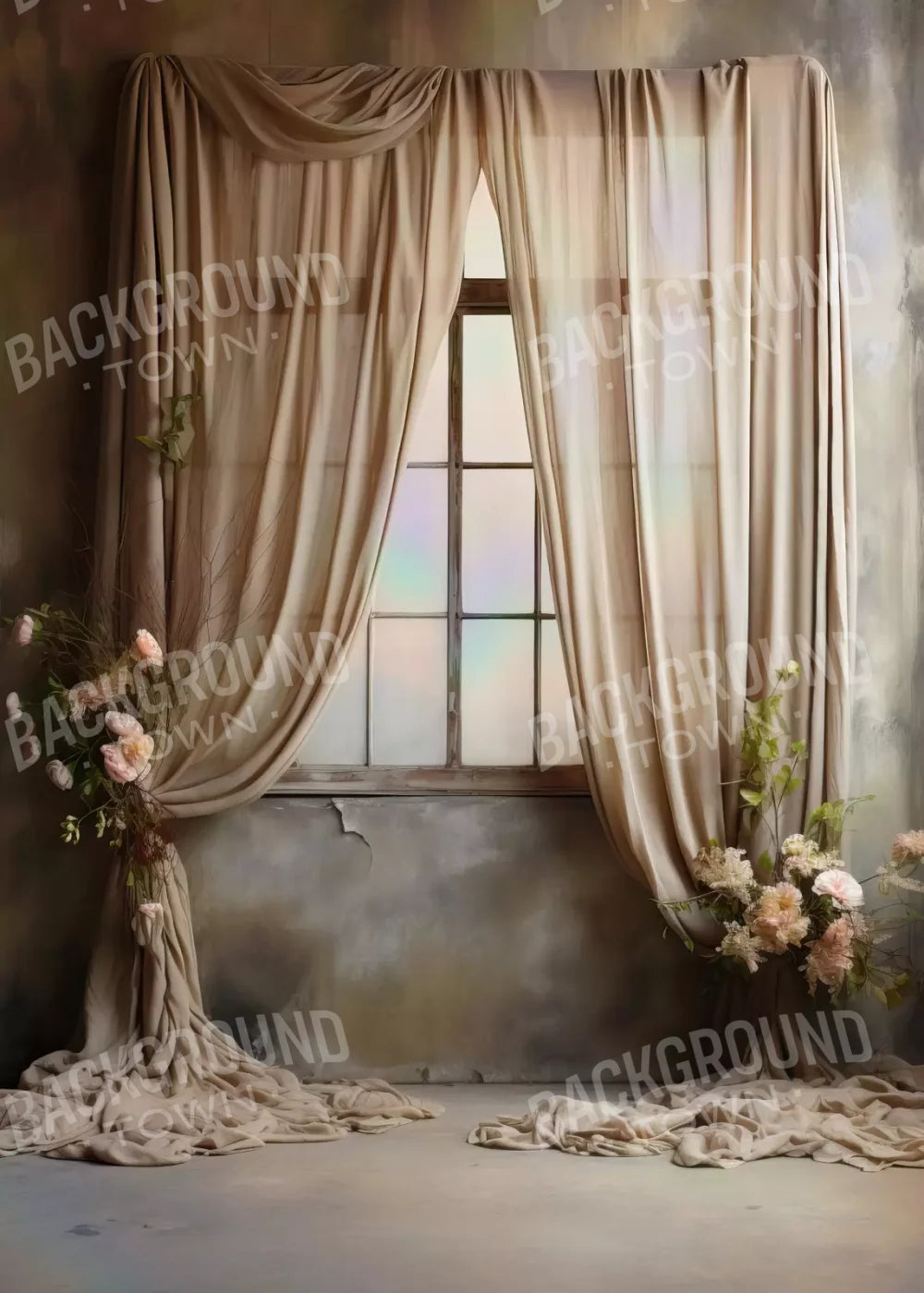 Chiffon Elegance In Taupe Ii 5X7 Ultracloth ( 60 X 84 Inch ) Backdrop