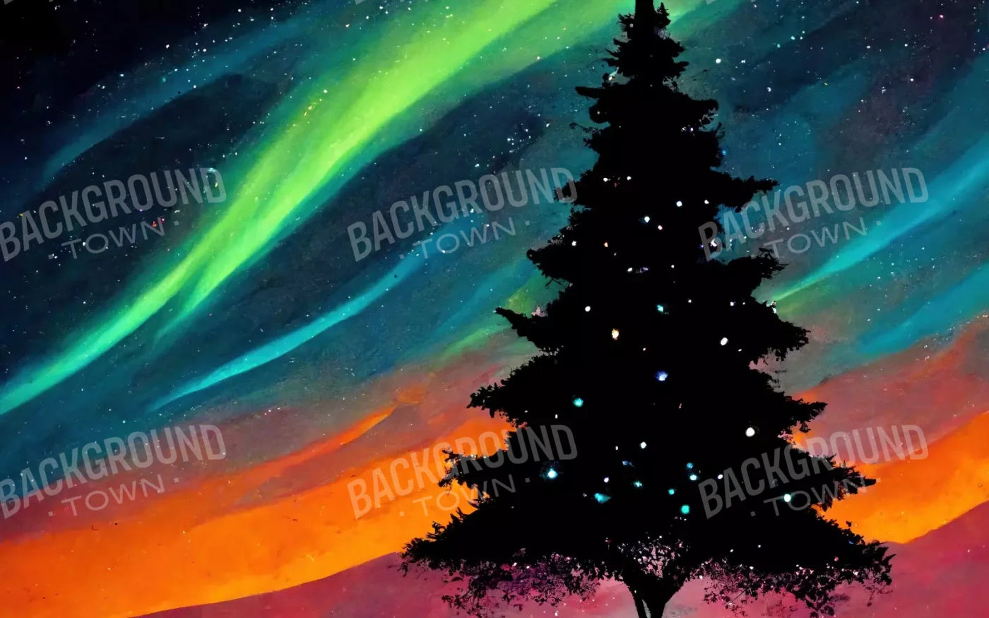 Christmas Aurora 8’X5’ Ultracloth (96 X 60 Inch) Backdrop