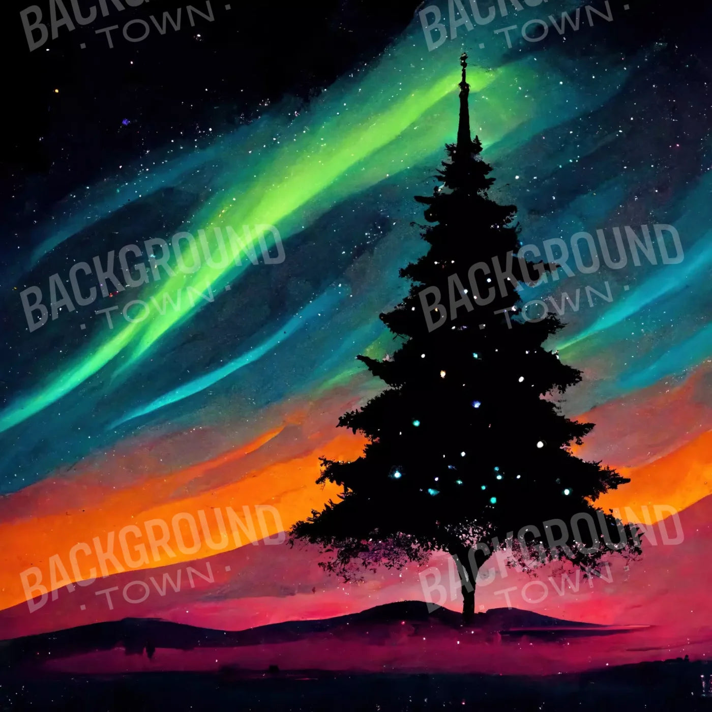 Christmas Aurora 8’X8’ Fleece (96 X Inch) Backdrop