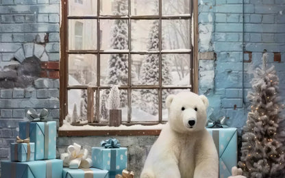 Christmas Blue Theme I 8’X5’ Ultracloth (96 X 60 Inch) Backdrop