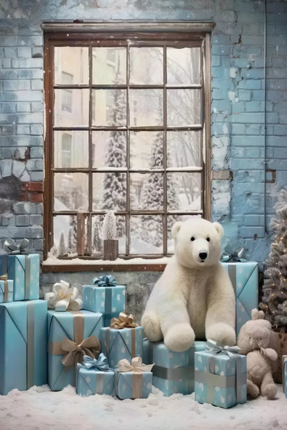 Christmas Blue Theme I 8’X12’ Ultracloth (96 X 144 Inch) Backdrop