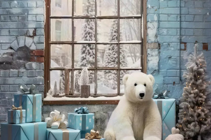 Christmas Blue Theme I 12’X8’ Ultracloth (144 X 96 Inch) Backdrop