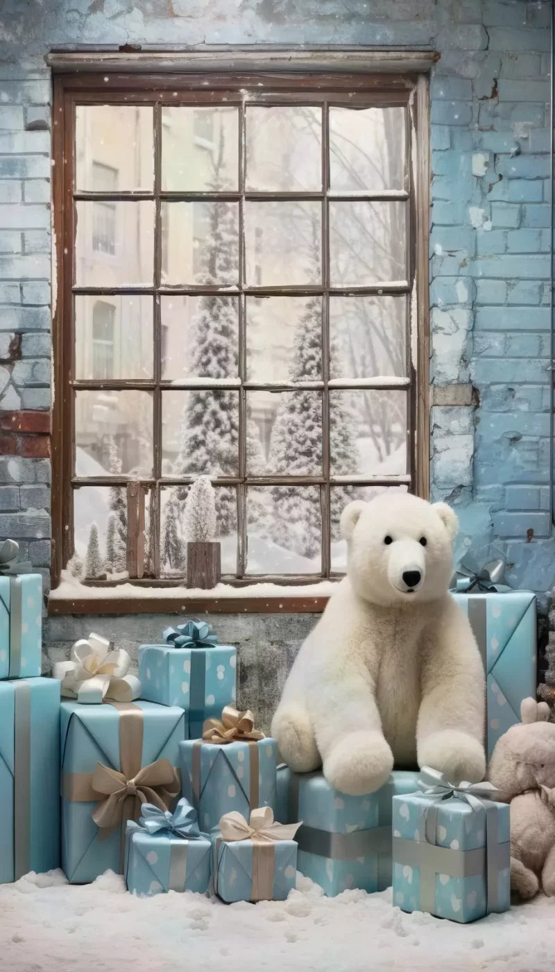 Christmas Blue Theme I 8’X14’ Ultracloth (96 X 168 Inch) Backdrop