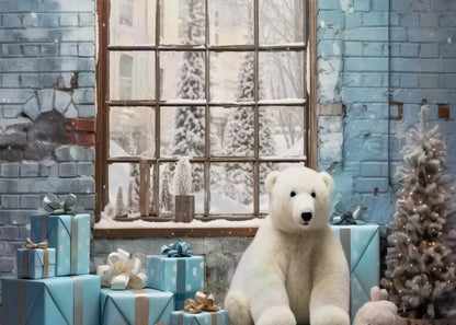 Christmas Blue Theme I 7’X5’ Ultracloth (84 X 60 Inch) Backdrop