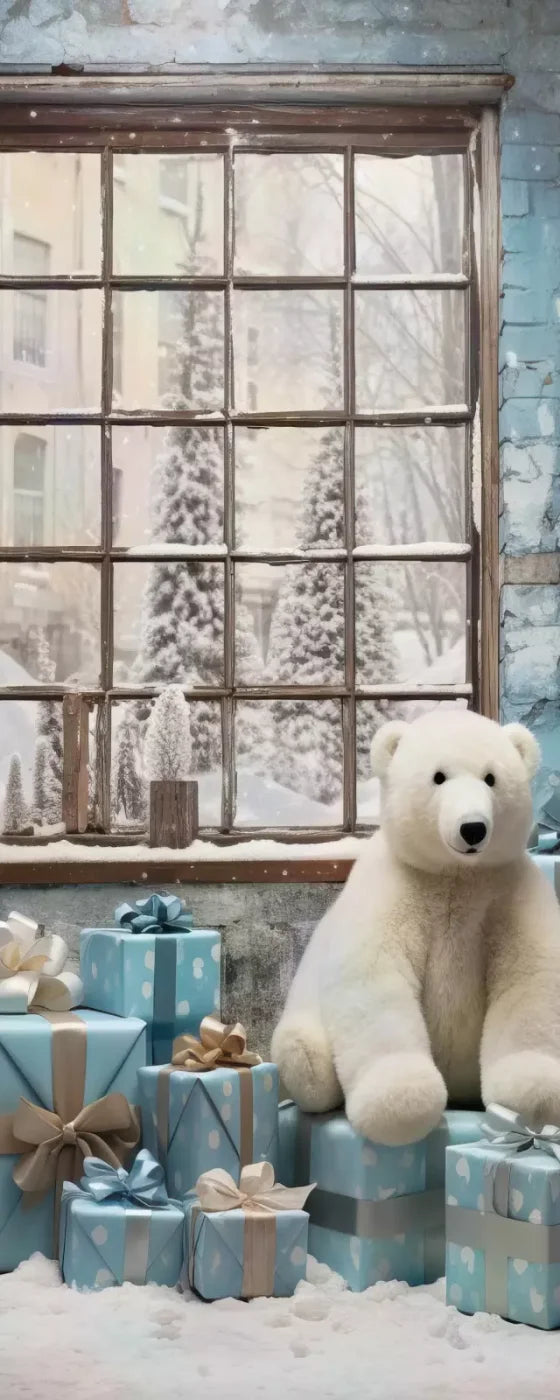 Christmas Blue Theme I 8’X20’ Ultracloth (96 X 240 Inch) Backdrop