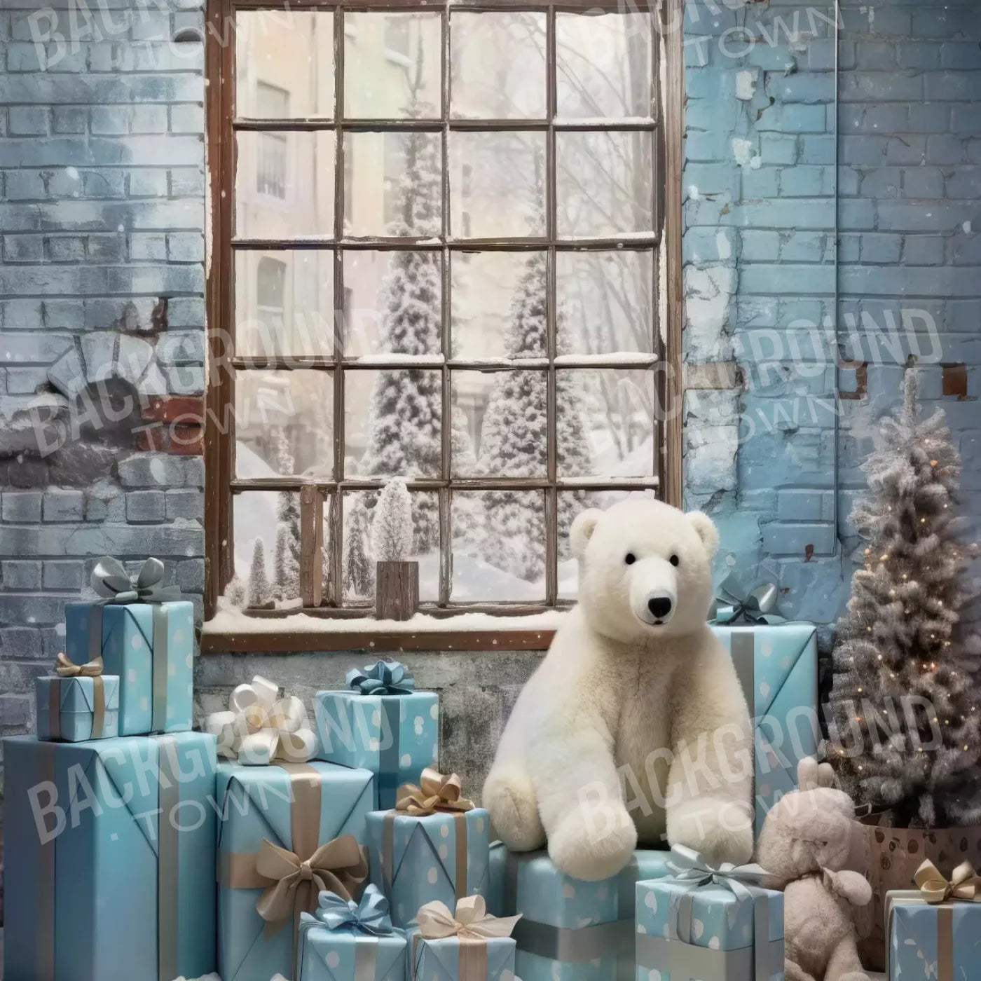 Christmas Blue Theme I 10’X10’ Ultracloth (120 X Inch) Backdrop