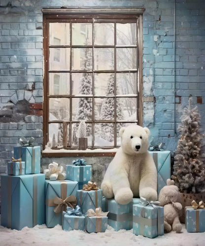 Christmas Blue Theme I 10’X12’ Ultracloth (120 X 144 Inch) Backdrop